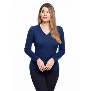 Dunedin V-Neck Jumper  100% Cashmere Sweater Sz L Heritage of Scotland Astral $2